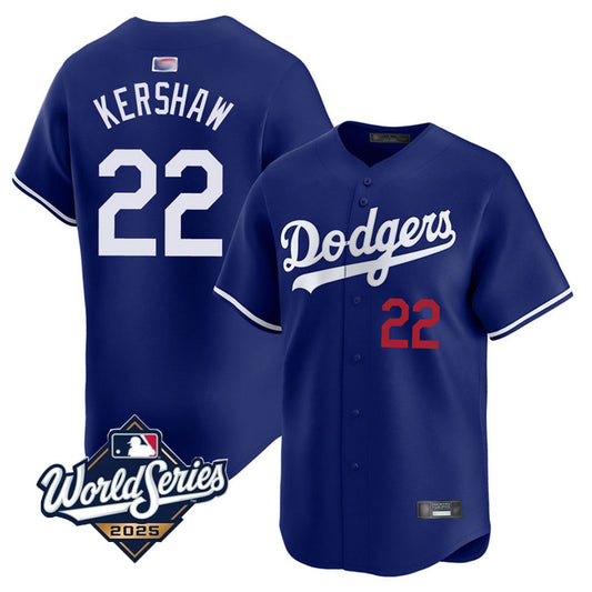 LA.Dodgers #22 Clayton Kershaw Player 2025 World Series Royal Home Game Baseball Jerseys