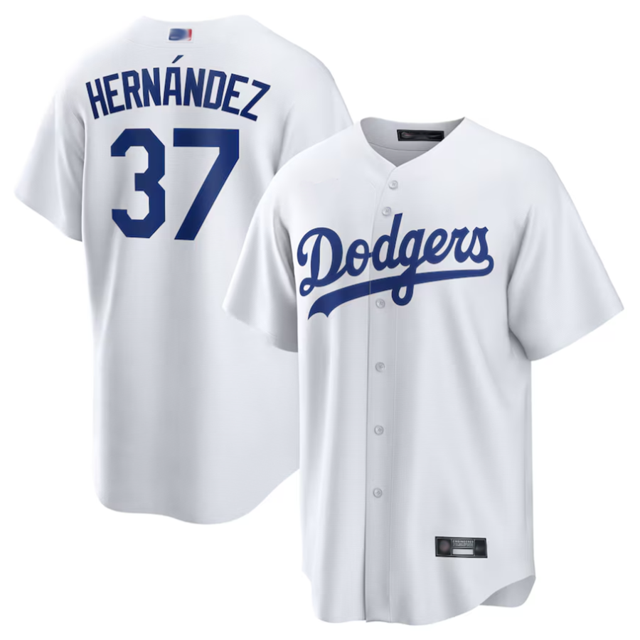 LA.Dodgers #37 Teoscar Hernandez Player White Home Replica Baseball Jerseys