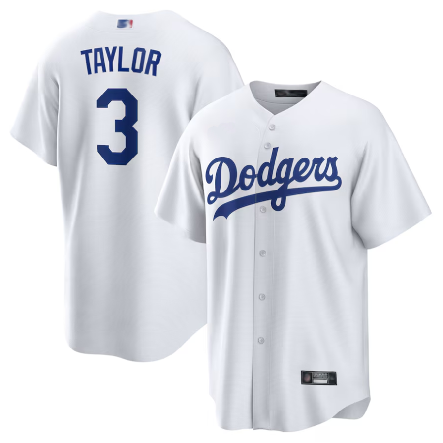 LA.Dodgers #3 Chris Taylor Player White Replica Baseball Jerseys