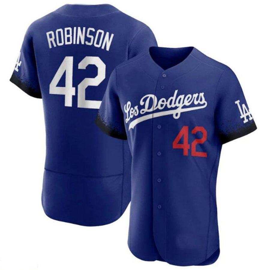 LA.Dodgers #42 Jackie Robinson City Connect Elite Royal Baseball Jerseys