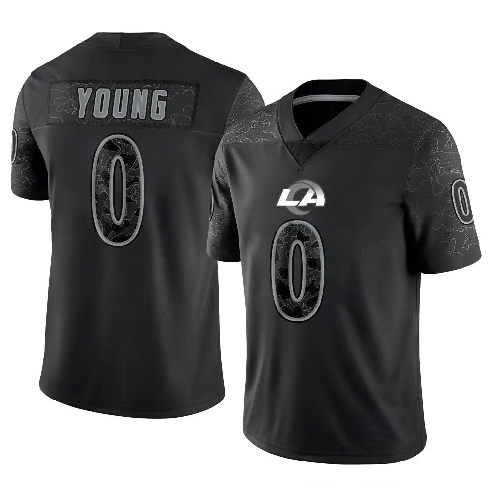 LA.Rams #0 Byron Young Player Black RFLCTV Limited Football Jerseys