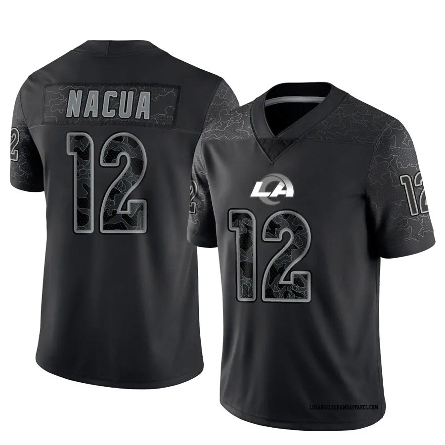 LA.Rams #12 Puka Nacua Player Black REFLECTIVE Limited Football Jerseys