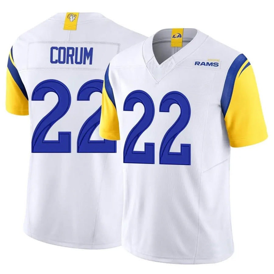 LA.Rams #22 Blake Corum Player White Vapor F.U.S.E. Limited Football Jerseys
