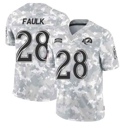 LA.Rams #28 Marshall Faulk Player Arctic Camo Salute to Service Limited Football Jerseys
