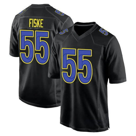LA.Rams #55 Braden Fiske Player Black Fashion Game Football Jerseys