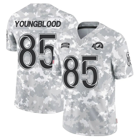 LA.Rams #85 Jack Youngblood Player Arctic Camo Salute to Service Limited Football Jerseys