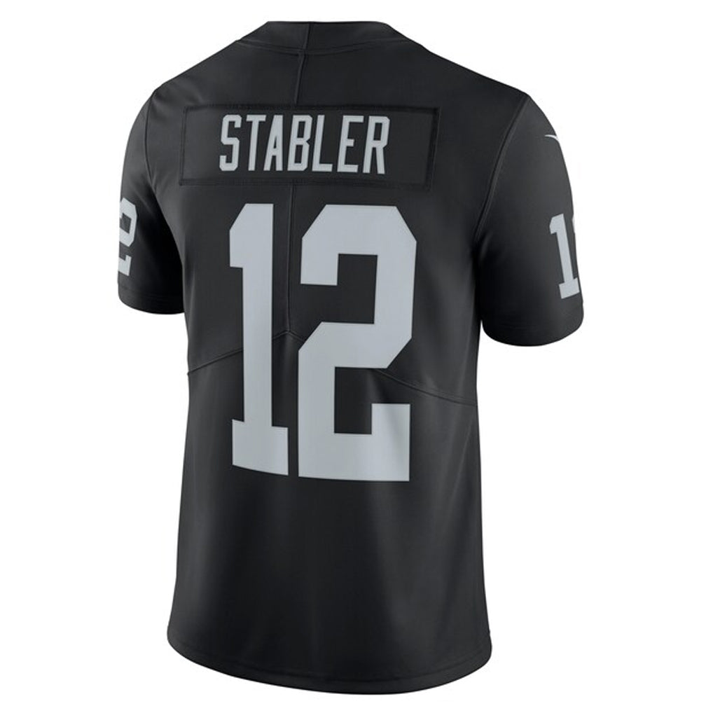 LV.Raiders #12 Ken Stabler Player Black Vapor Untouchable Limited Throwback Football Jerseys