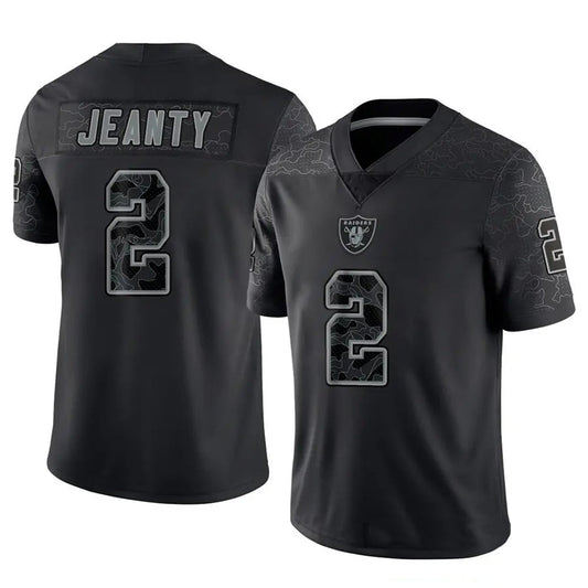 LV.Raiders #2 Ashton Jeanty Player Black RFLCTV Limited Football Jerseys