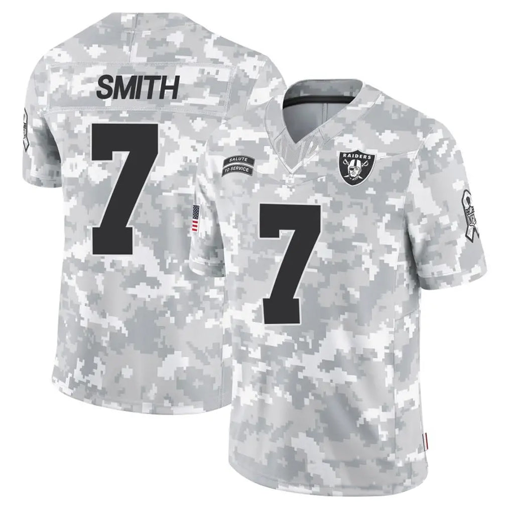 LV.Raiders #7 Geno Smith Player Arctic Camo Salute to Service Limited Football Jerseys