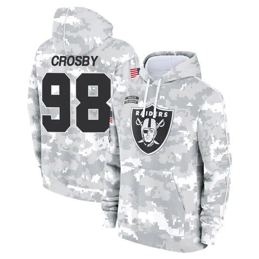 LV.Raiders #98 Maxx Crosby Player Salute to Service Hoodies Football Jerseys