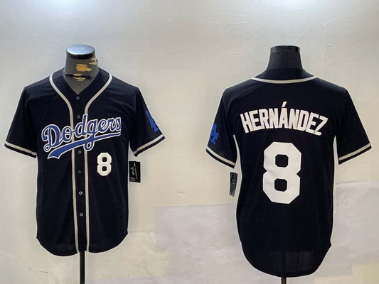 LA.Dodgers #8 Enrique Hern¨¢ndez Black Cool Base Stitched Baseball Jerseys Player Game Jersey