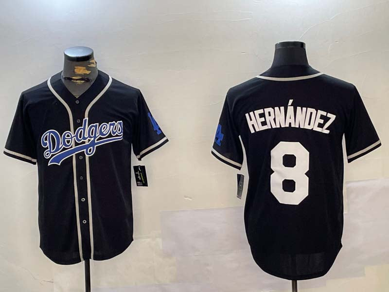 LA.Dodgers #8 Enrique Hern¨¢ndez Black Player Cool Base Stitched Baseball Jerseys