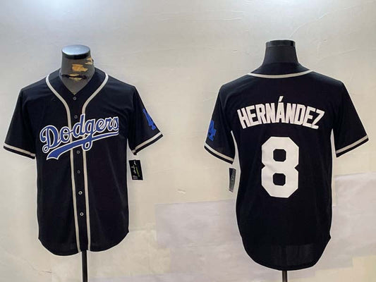 LA.Dodgers #8 Enrique Hern¨¢ndez Black Player Cool Base Stitched Baseball Jerseys