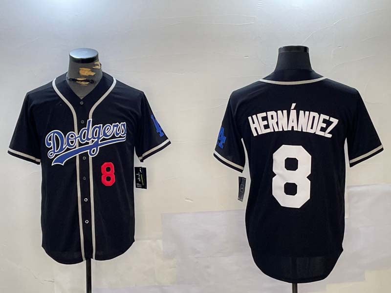 LA.Dodgers #8 Enrique Hern¨¢ndez Black Player Game Stitched Baseball Jerseys