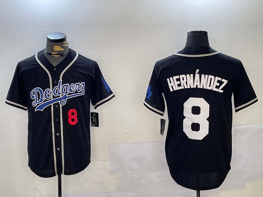 LA.Dodgers #8 Enrique Hern¨¢ndez Black Player Game Stitched Baseball Jerseys