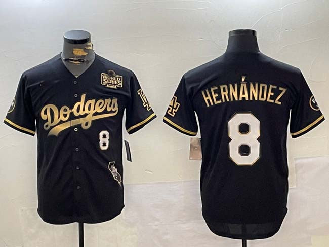 LA.Dodgers #8 Enrique Hern¨¢ndez Player Black Gold Vapor Premier Limited Stitched Baseball Jerseys
