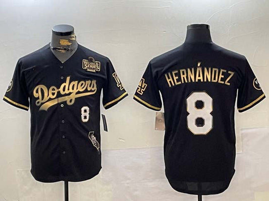 LA.Dodgers #8 Enrique Hern¨¢ndez Player Black Gold Vapor Premier Limited Stitched Baseball Jerseys