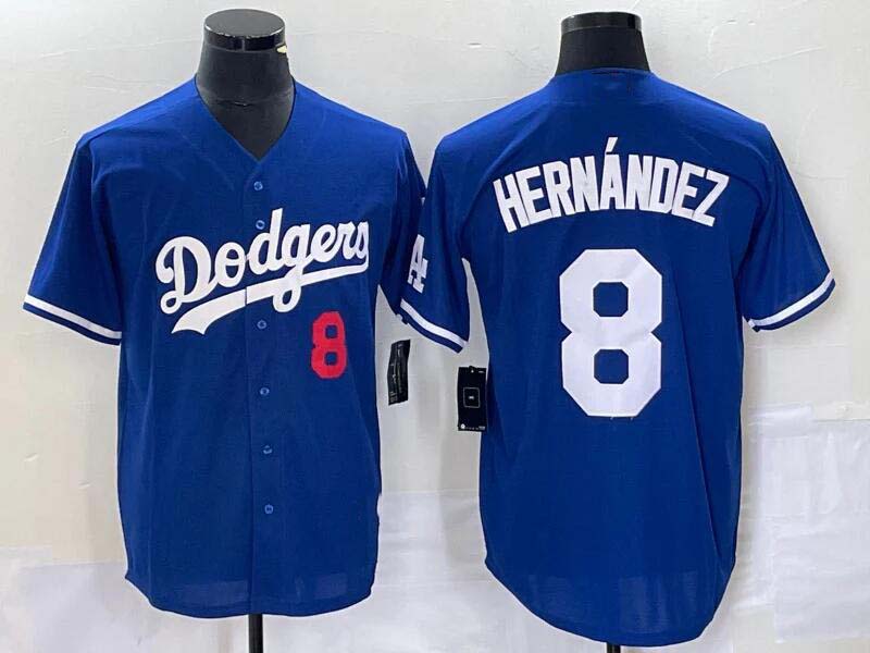 LA.Dodgers #8 Enrique Hern¨¢ndez Player Game Jersey Blue Flex Base Stitched Baseball Jerseys