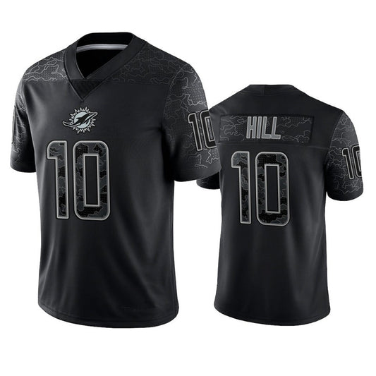 M.Dolphins #10 Tyreek Hill Player Black RFLCTV Limited Football Jerseys