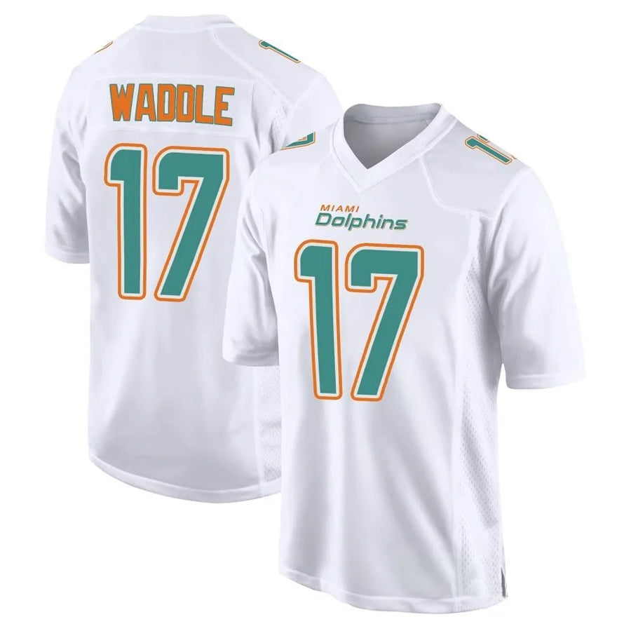 M.Dolphins #17 Jaylen Waddle Player White Fashion Game Football Jerseys