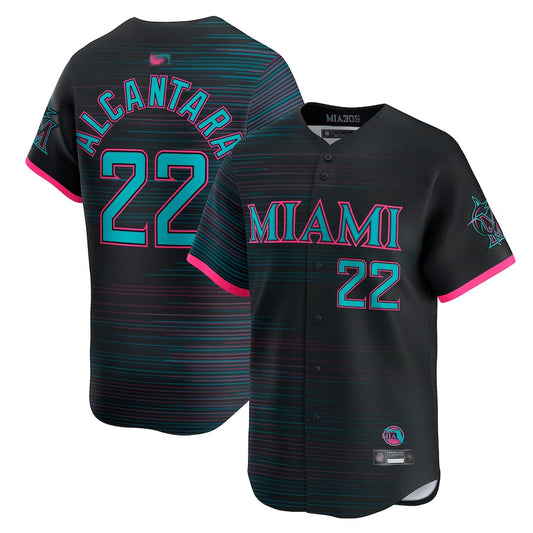M.Marlins #22 Sandy Alcantara Black City Connect Limited Baseball Jerseys