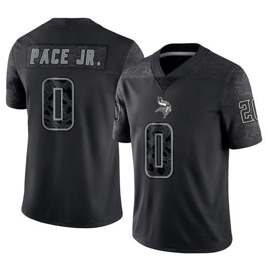 MN.Vikings #0 Ivan Pace Jr Player Black REFLECTIVE Limited Football Jerseys