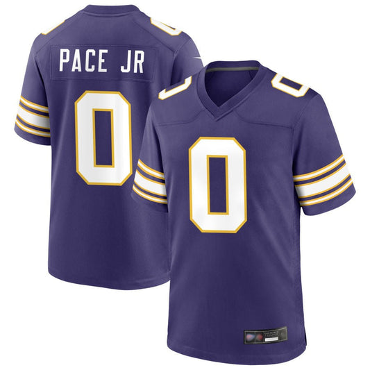 MN.Vikings #0 Ivan Pace Jr Player Purple Classic Game Football Jerseys