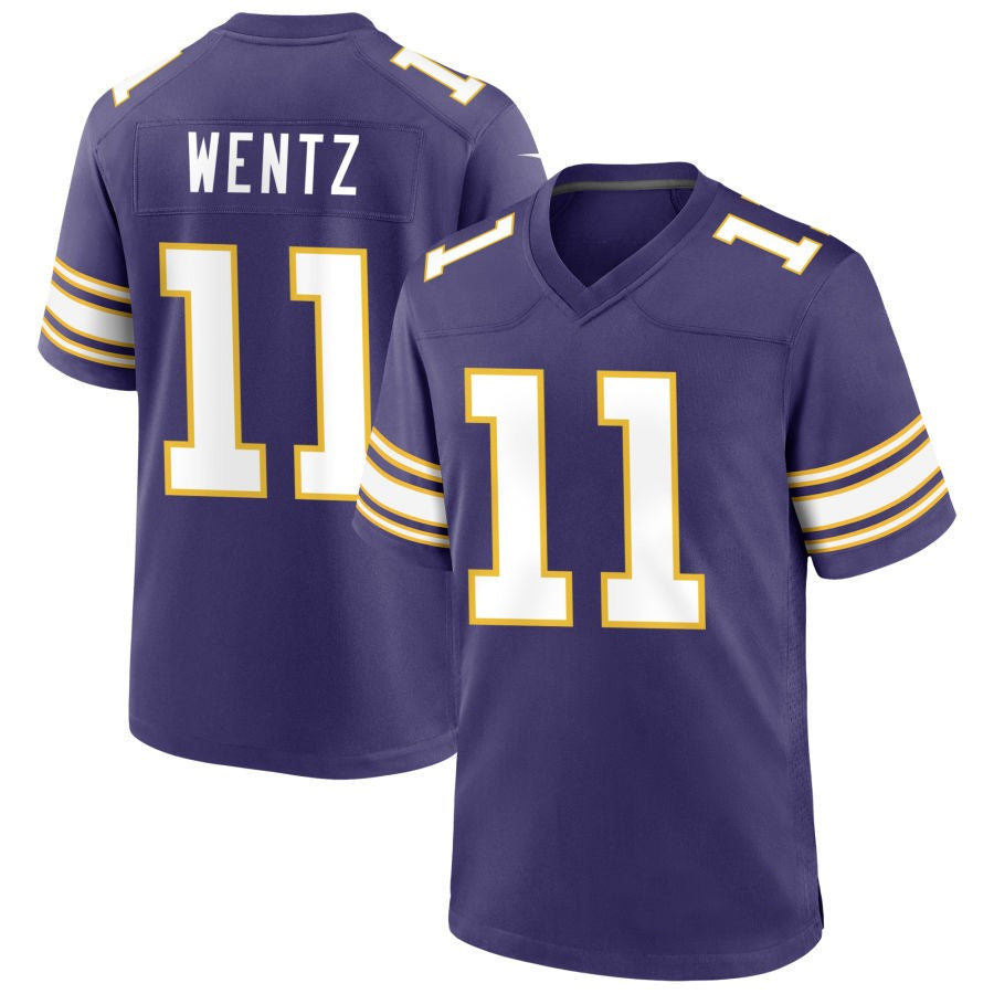 MN.Vikings #11 Carson Wentz Player Purple Classic Game Football Jerseys