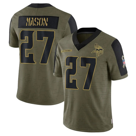 MN.Vikings #27 Jordan Mason Player Salute To Service Limited Olive Football Jerseys