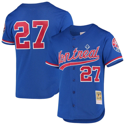 Montreal Expos #27 Vladimir Guerrero Player Mitchell & Ness Blue Cooperstow Baseball Jerseys