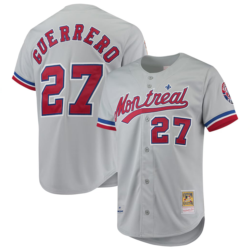 Montreal Expos #27 Vladimir Guerrero Player Mitchell & Ness Gray Cooperstow Baseball Jerseys