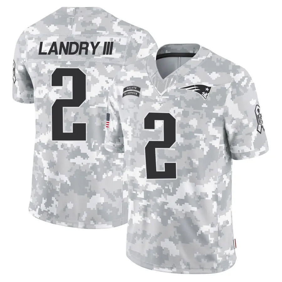 NE.Patriots #2 Harold Landry Player Arctic Camo Salute to Service Limited Foothball Jerseys