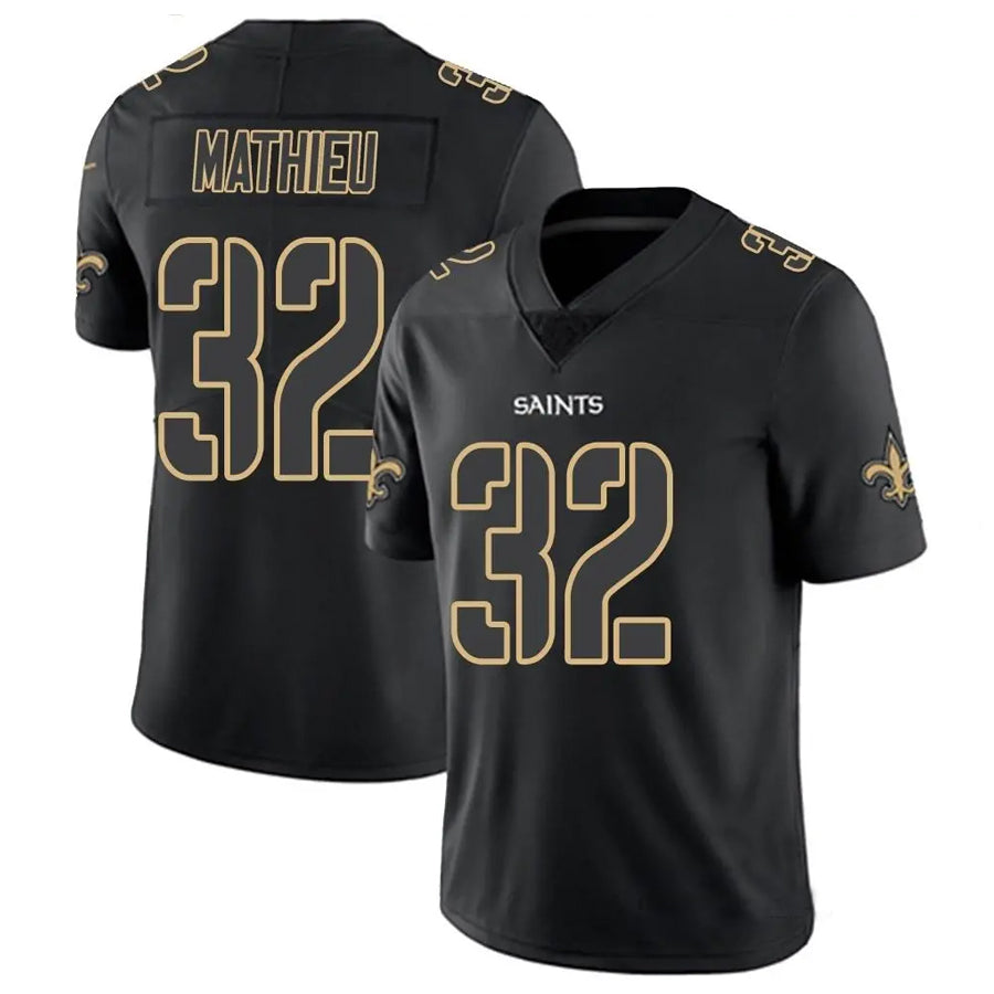 NO.Saints #32 Tyrann Mathieu Player Limited Black Impact Football Jerseys