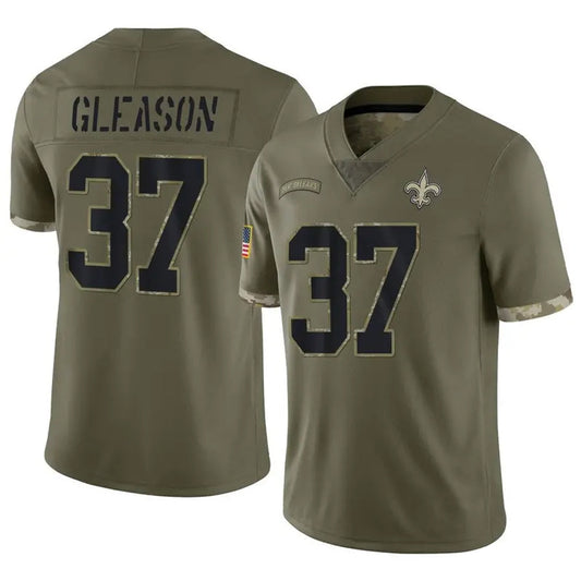 NO.Saints #37 Steve Gleason Player Salute To Service Olive Football Jerseys