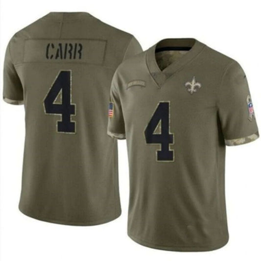 #4 Derek Carr Player NO.Saints Olive Salute To Service Limited Football Jerseys
