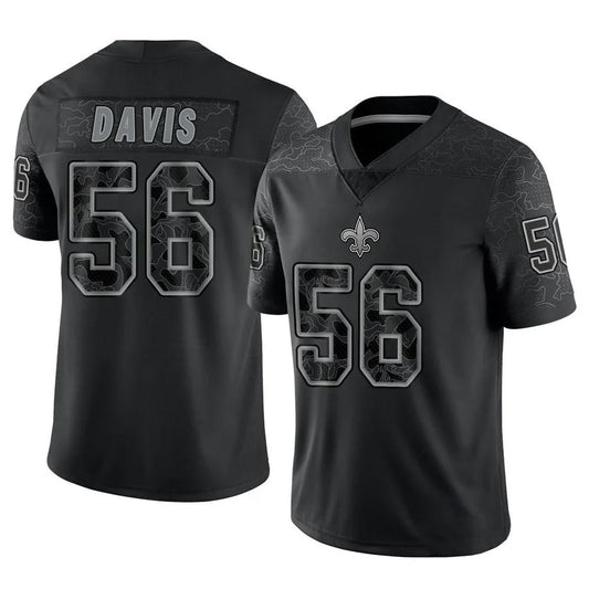 NO.Saints #56 Demario Davis Player Black RFLCTV Limited Football Jerseys