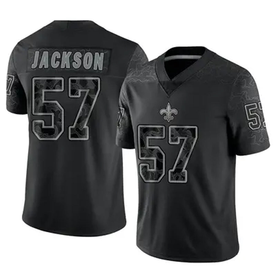 NO.Saints #57 Rickey Jackson Player Black RFLCTV Limited Football Jerseys