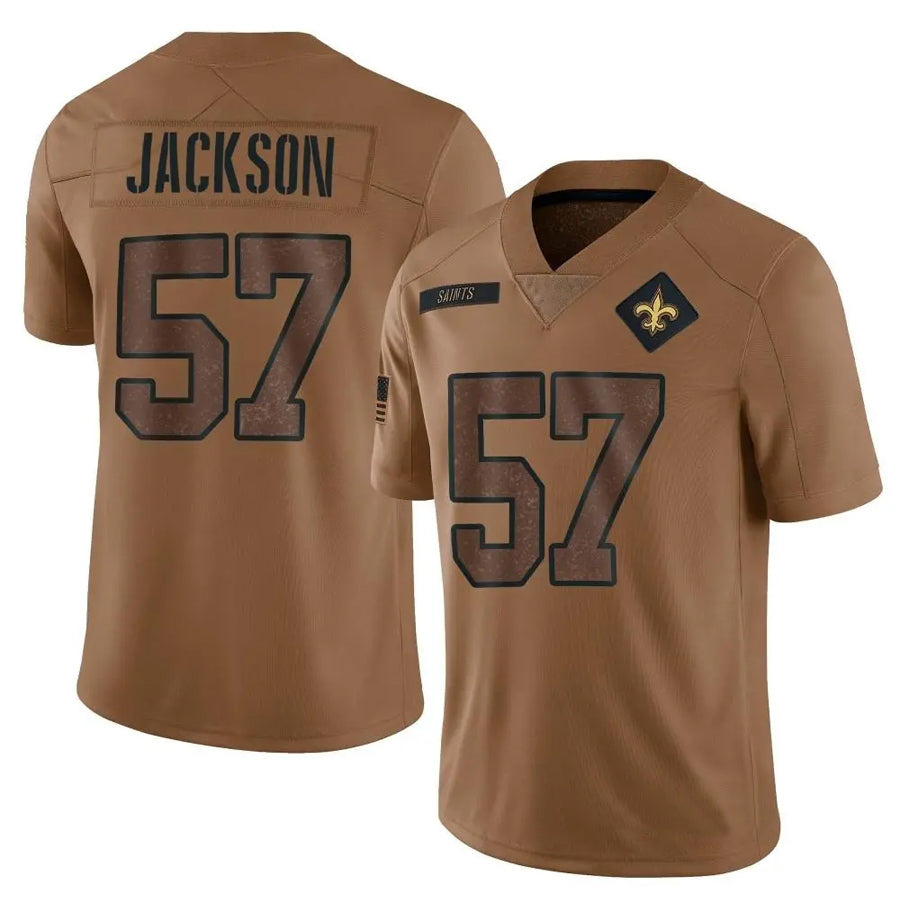 NO.Saints #57 Rickey Jackson Player Brown Salute To Service Limited Football Jerseys
