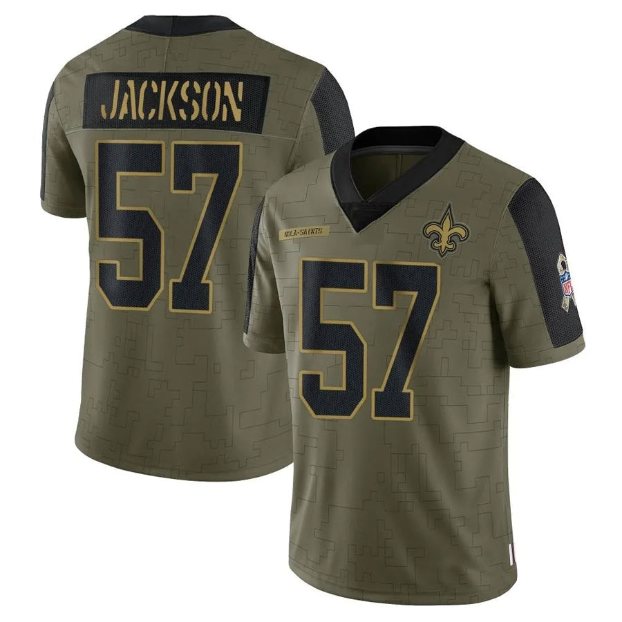 NO.Saints #57 Rickey Jackson Salute To Service Olive Football Jerseys
