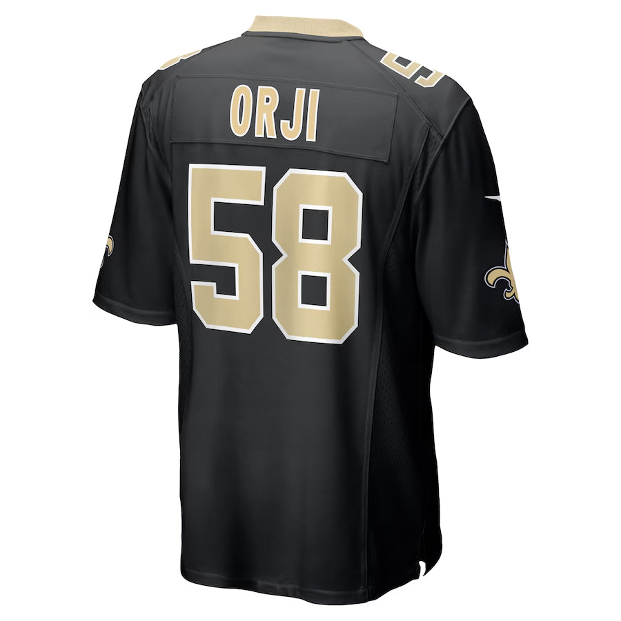 NO.Saints #58 Anfernee Orji Player Black Home Game Football Jerseys