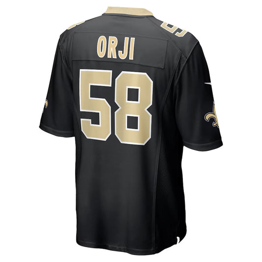 NO.Saints #58 Anfernee Orji Player Black Home Game Football Jerseys