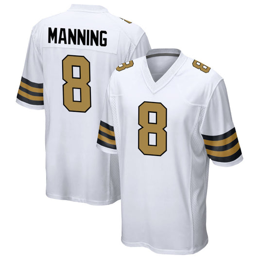 NO.Saints #8 Archie Manning Player White Alternate Game Football Jerseys
