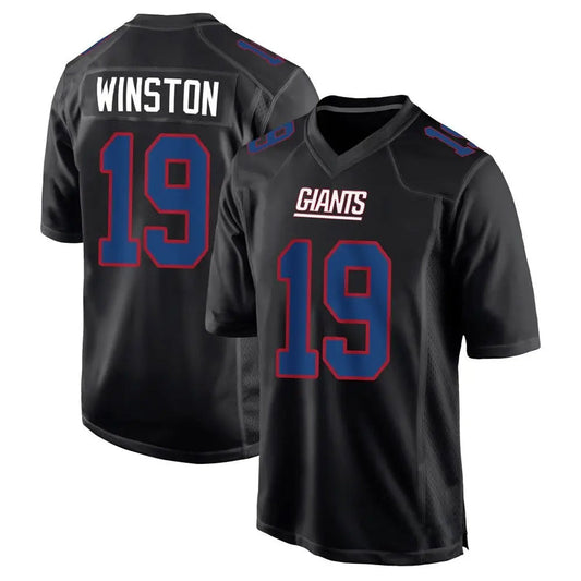 NY.Giants #19 Jameis Winston Player Black Carbon Fashion Football Jerseys