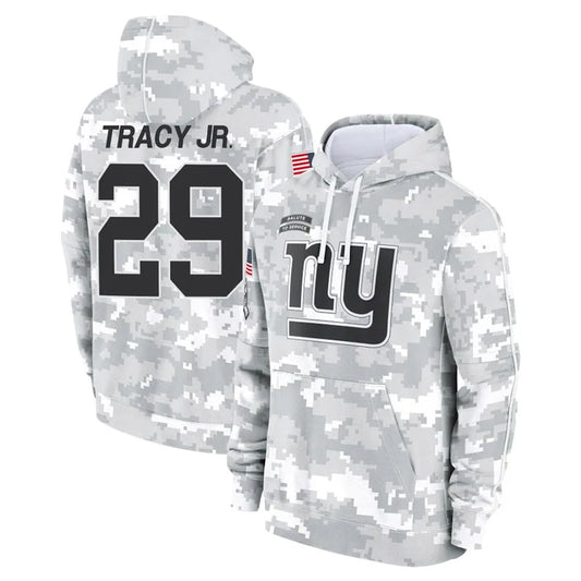 NY.Giants #29 Tyrone Tracy Jr. Player Arctic Camo Salute to Service Hoodies Football Jerseys