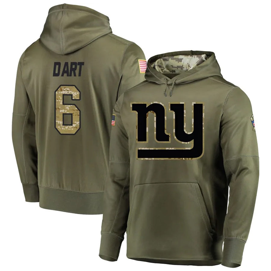 NY.Giants #6 Jaxson Dart Player Salute to Service Hoodies Football Jerseys