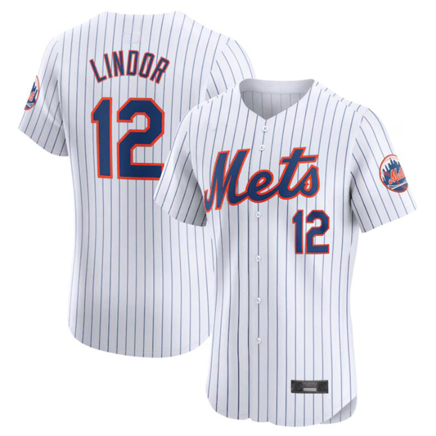 NY.Mets #12 Francisco Lindor Player White Home Elite Stitched Baseball Jerseys