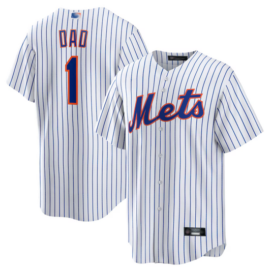 NY.Mets #1 Dad Player White Home Replica Baseball Jerseys