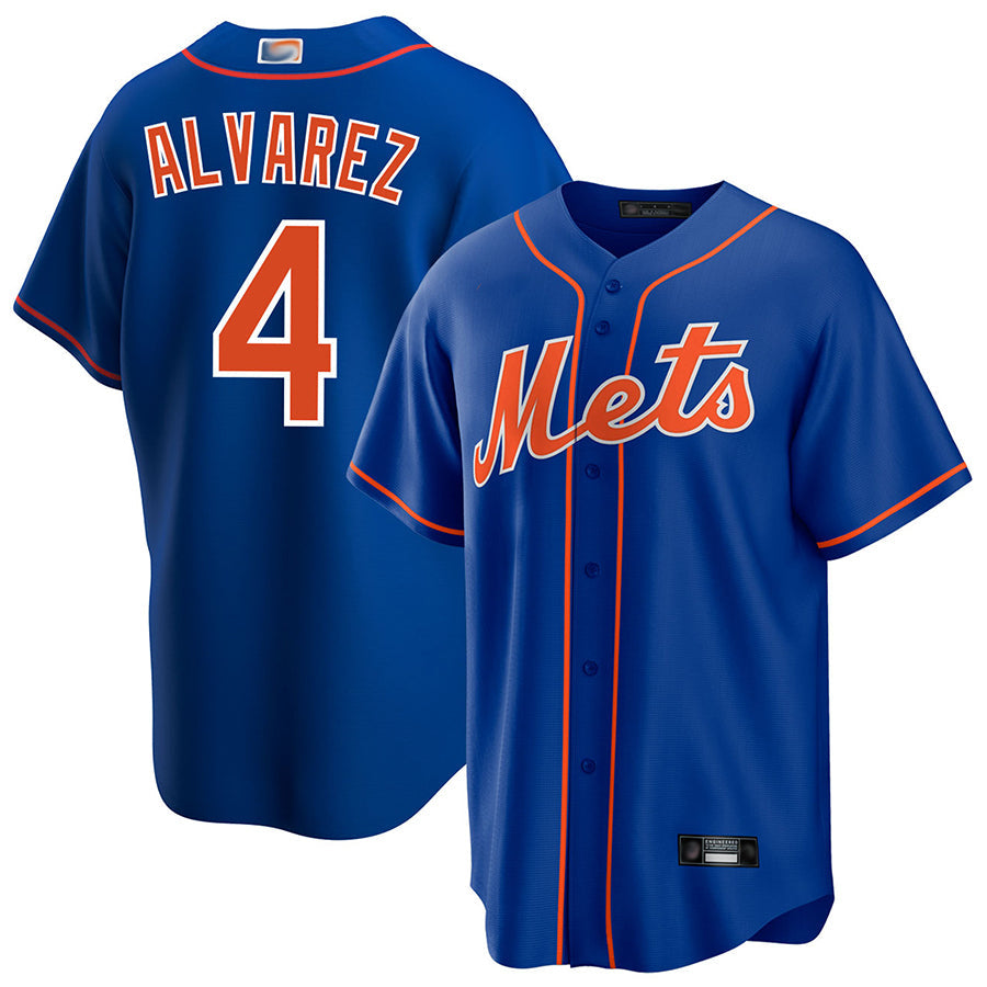 NY.Mets #4 Francisco Alvarez Playre Royal Home Replica Game Baseball Jerseys