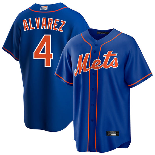 NY.Mets #4 Francisco Alvarez Playre Royal Home Replica Game Baseball Jerseys