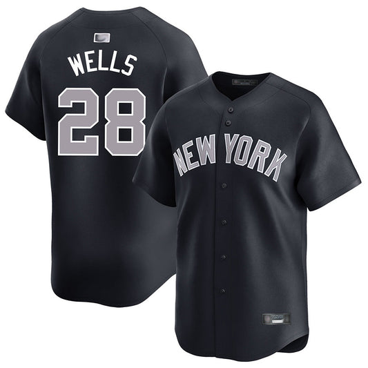 NY.Yankees #28 Austin Wells Playre Black Home Replica Baseball Jerseys